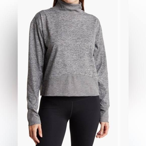 Z by Zella Downtown Mock Neck Brushed Jersey Crop Sweatshirt in Grey Size XL EUC - Picture 1 of 6